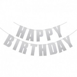 ezüst - 1Set Boldog születésnapot szalaghirdetés Születésnapi party dekoráció szalag arany betűkkel függő koszorú