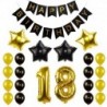 Fekete arany-18 - Születésnapi party dekorációs készlet boldog születésnapot szalagcím héliumszám léggömb gyerek