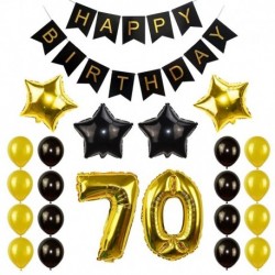 Fekete arany-70 - Születésnapi party dekorációs készlet boldog születésnapot szalagcím héliumszám léggömb gyerek