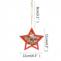 Stílus1 - 1db LED karácsonyi díszek fából készült függő medálok csillag karácsonyfa karácsonyi díszek otthoni parti