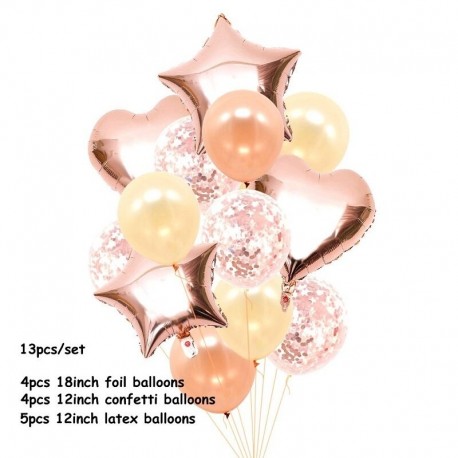 13db - Rózsa arany lufi esküvői dekoráció rendezvény party szív léggömb fólia boldog születésnapot lufi léggömb