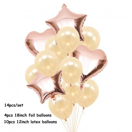 14db - Rózsa arany lufi esküvői dekoráció rendezvény party szív léggömb fólia boldog születésnapot lufi léggömb