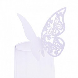 fehér - 50db pillangó név helykártya borospohár pohár papírkártya esküvői születésnapi dekorációs asztal