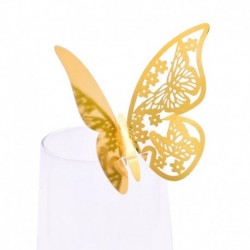 fényes arany - 50db pillangó név helykártya borospohár pohár papírkártya esküvői születésnapi dekorációs asztal