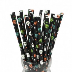 Stílus1 - 50db Halloween dekorációs szalma Horrr tök szellem itatószalma otthoni Halloween party dekoráció kellékekhez