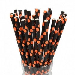 Stílus3 - 50db Halloween dekorációs szalma Horrr tök szellem itatószalma otthoni Halloween party dekoráció kellékekhez