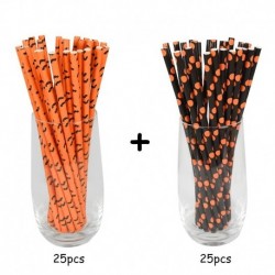 Mix1 - 50db Halloween dekorációs szalma Horrr tök szellem itatószalma otthoni Halloween party dekoráció kellékekhez