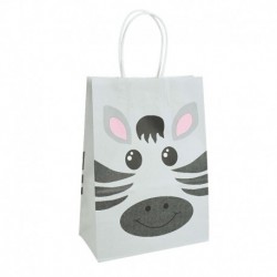zebra - 5db dzsungel szafari állati papír cukorka táska sütik ajándék csomagoló táskák gyerekek 1. születésnapi party