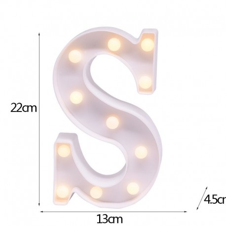 S - 21 cm LED-es éjszakai fény 26 angol ábécé száma elemlámpa romantikus esküvői party dekoráció karácsonyi