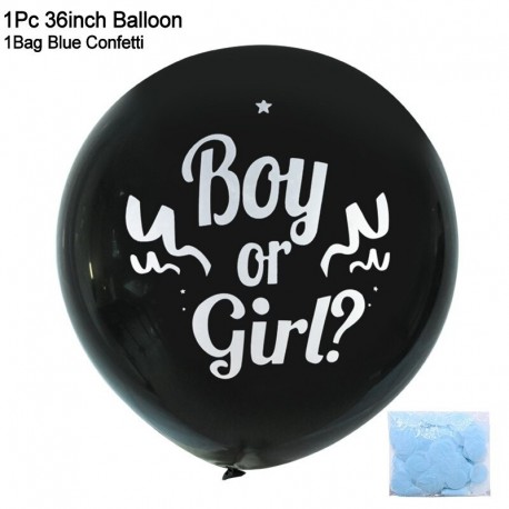 kék konfetti készlet - 36 hüvelykes fiú vagy lány léggömb nemű felfedő party fekete latex ballon kék rózsaszín
