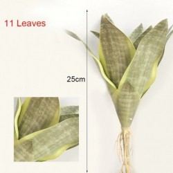 1db-11levelek - Mesterséges növények otthoni kert dekorációhoz Sansevieria ág hamis virágok műanyag levelek bonsai zöld