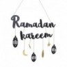 fekete - Ramadan Kareem dekoráció otthoni holdcsillag függő medál dísz fából készült DIY kézműves Eid Mubarak dekor