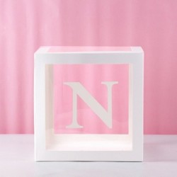 N - AZ betű neve átlátszó lufi doboz BABY fiú lány 1. születésnapi party esküvői dekoráció keresztelő baba zuhany
