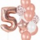 szám4 készlet - 12db-os fólia rózsaarany latex lufi boldog születésnapot party dekoráció gyerekek kislány fiú 1. éves