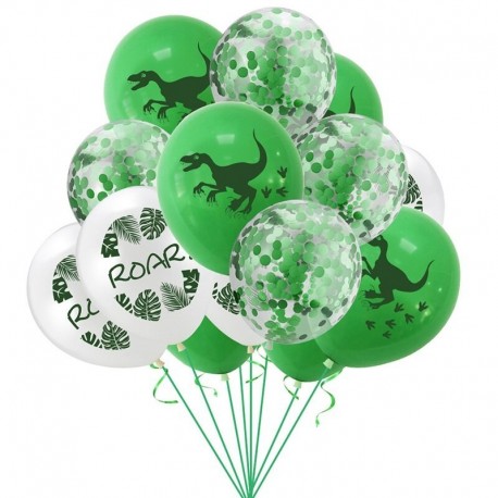 15db szett3 - 1Set Dinosaur Confetti Latex Balloons Happy Birthday Banner Jungle Wild Animal Kids Birthday Party Decoration Baby