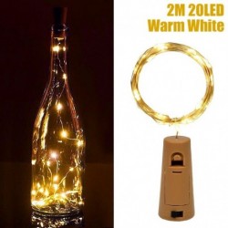 meleg fehér - 10db borosüveg-világító parafa 2M 20LED tündérfényű füzér koszorú esküvői party karácsonyi bár