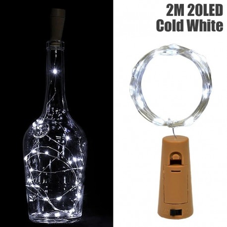 hideg feher - 10db borosüveg-világító parafa 2M 20LED tündérfényű füzér koszorú esküvői party karácsonyi bár