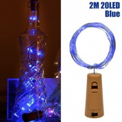 kék - 10db borosüveg-világító parafa 2M 20LED tündérfényű füzér koszorú esküvői party karácsonyi bár