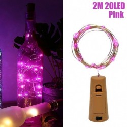rózsaszín - 10db borosüveg-világító parafa 2M 20LED tündérfényű füzér koszorú esküvői party karácsonyi bár