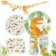 1set papír szalagcím - Dinoszaurusz téma eldobható evőeszközök boldog születésnapot szalaghirdetés dinoszaurusz