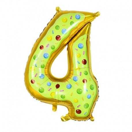 4. szám - 1db 32 hüvelykes fánk fagylaltfólia száma léggömb gyerek fánk születésnapi party dekoráció hélium 0-9