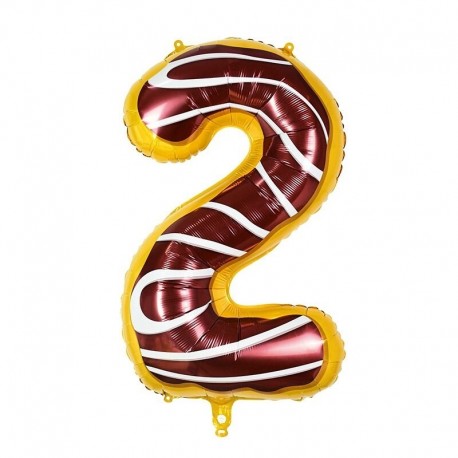 2. számú - 1db 32 hüvelykes fánk fagylaltfólia száma léggömb gyerek fánk születésnapi party dekoráció hélium 0-9