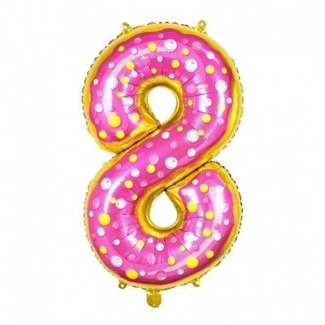 8. szám - 1db 32 hüvelykes fánk fagylaltfólia száma léggömb gyerek fánk születésnapi party dekoráció hélium 0-9