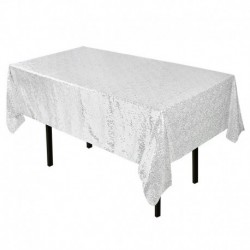 ezüst - 180x120cm-es téglalap alakú asztallap, csillogó flitteres asztali kendő rózsaarany terítő esküvői