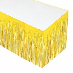 Arany - 275x75 cm-es fólia talmi asztali szoknya fémes fényes bojt asztali borító a hawaii születésnapi parti esküvői