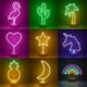 én - Flamingo Unicorn Neon Sign LED éjszakai lámpa otthoni gyerekszoba dekorációhoz Hawaii trópusi party esküvői