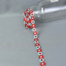F - 3Yards 12mm százszorszép virág csipke díszítő szövet hímzés kézzel készített patchwork szalag ruházat varrás