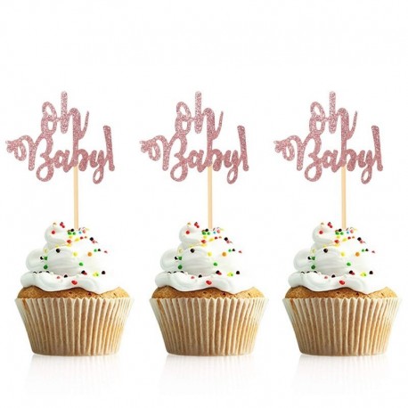rózsaarany ó bébi - 10db arany ó baba cupcake topper fiú lány baba zuhany nemi felfedi gyerekek 1. születésnapi party