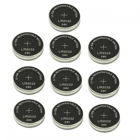 Névleges feszültség: 3,6 V - 10PCS 3.6V LIR2032 lir 2032 lítium-ion újratölthető akkumulátor 40mah Li-ion gomb érmeelem