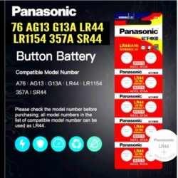 10db PANASONIC LR44 A76 AG13 0 Hg SR1154 357 LR 44 1,5 V-os cellás akkumulátorok Számológéphez 0 Hg
