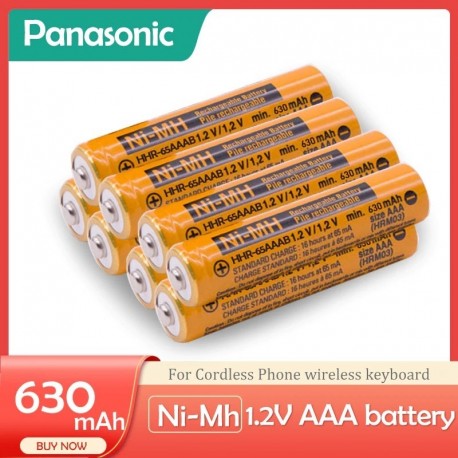 8PCS Panasonic 1.2V Ni-mh nimh 630mAh AAA újratölthető akkumulátorok vezeték nélküli telefon vezeték nélküli egér