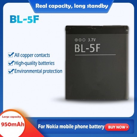 Névleges feszültség: 3,7 V - BL 5F BL-5F BL5F újratölthető Li-Po lítium akkumulátor Nokia E65 N93I N72 N93 N95 N96 N98