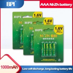 12PCS 1.6V BPI AAA 1000mWh újratölthető Ni-Zn akkumulátor játékokhoz Kameraborotvák egér elektronikus szótár PK Ni-MH