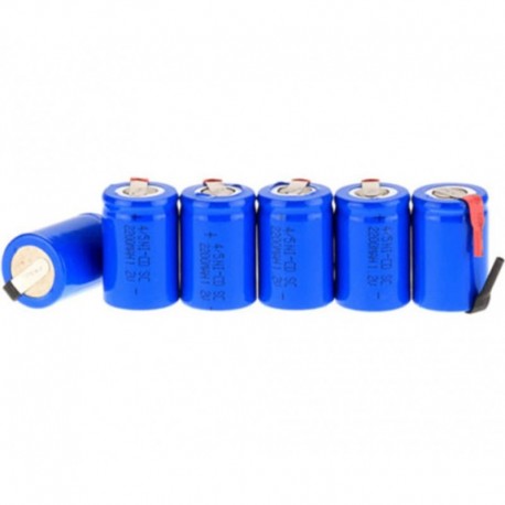 Szín: 10 darab kék - 10PCS Ni-Cd 4/5 SubC Sub C 1.2V 2200mAh újratölthető akkumulátor füllel - kék szín