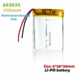 1 DB - 603035 3,7 V 700 mAh lítium polimer Li-Po akkumulátor MP3 MP4 MP5 DVR GPS játék Bluetooth hangszóró fejhallgató