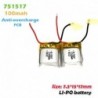 2db - 751517 3,7v 100mah újratölthető lítium polimer akkumulátor Cx10 CX-10 CX-12 JJ810 820 828 V646 RC Quadrocopter Li ion
