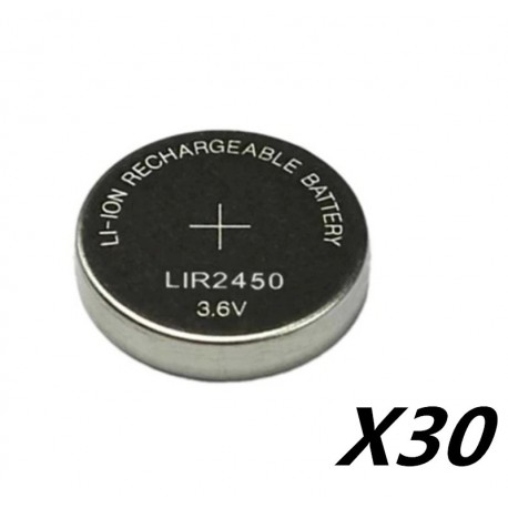 Névleges feszültség: 3,6 V - 30db 3.6V LIR2450 120mAh újratölthető akkumulátor 500-szoros lítium érmeelemes gombelem