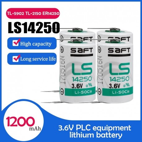 4db / tétel Eredeti SAFT LS14250 LS 14250 3,6V 1200mAh 1/2 AA 1 / 2AA lítium akkumulátor csapokkal PLC berendezésekhez CNC