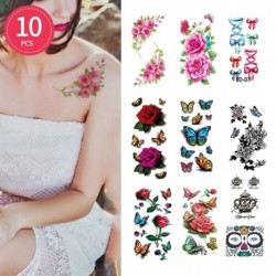 10 DB - 10db Vízálló ideiglenes tetováló matrica Virág Rózsa Flash tetoválások Body Art kar mellkas hamis ujjú