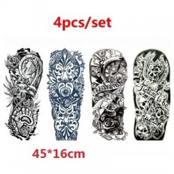 4PCS stílus 34 - 2/3 / 4PCS vízálló ideiglenes tetováló matrica testkaros tetováló ujjú nagy koponyás tetováló