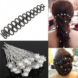 21PCS - Több stílusú hajformázó eszközök női DIY hajkiegészítők fánk hajcsomó készítő hajtűk