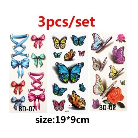 D típusú 3db - Ideiglenes tetoválás matricák Vízátadó tetoválások a Body Art hűvös 3D vízálló ideiglenes