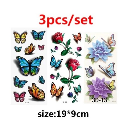 F típusú 3db - Ideiglenes tetoválás matricák Vízátadó tetoválások a Body Art hűvös 3D vízálló ideiglenes