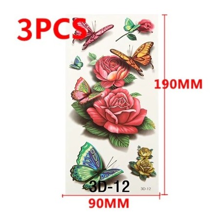 I. típusú 3db - Ideiglenes tetoválás matricák Vízátadó tetoválások a Body Art hűvös 3D vízálló ideiglenes