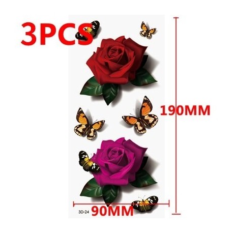 K típusú 3db - Ideiglenes tetoválás matricák Vízátadó tetoválások a Body Art hűvös 3D vízálló ideiglenes