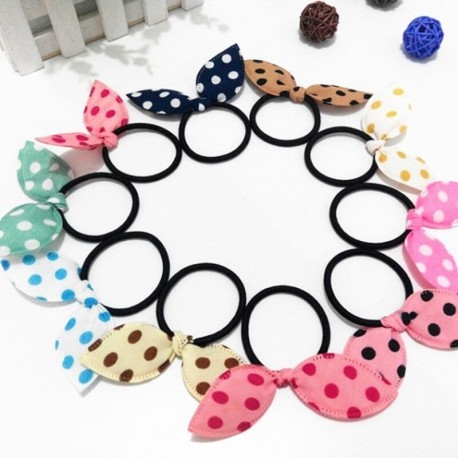 100PCS - 100-500db-os elasztikus gyűrűs gumiszalag aranyos polka íj haj nyakkendő lányok frizura haj kiegészítők